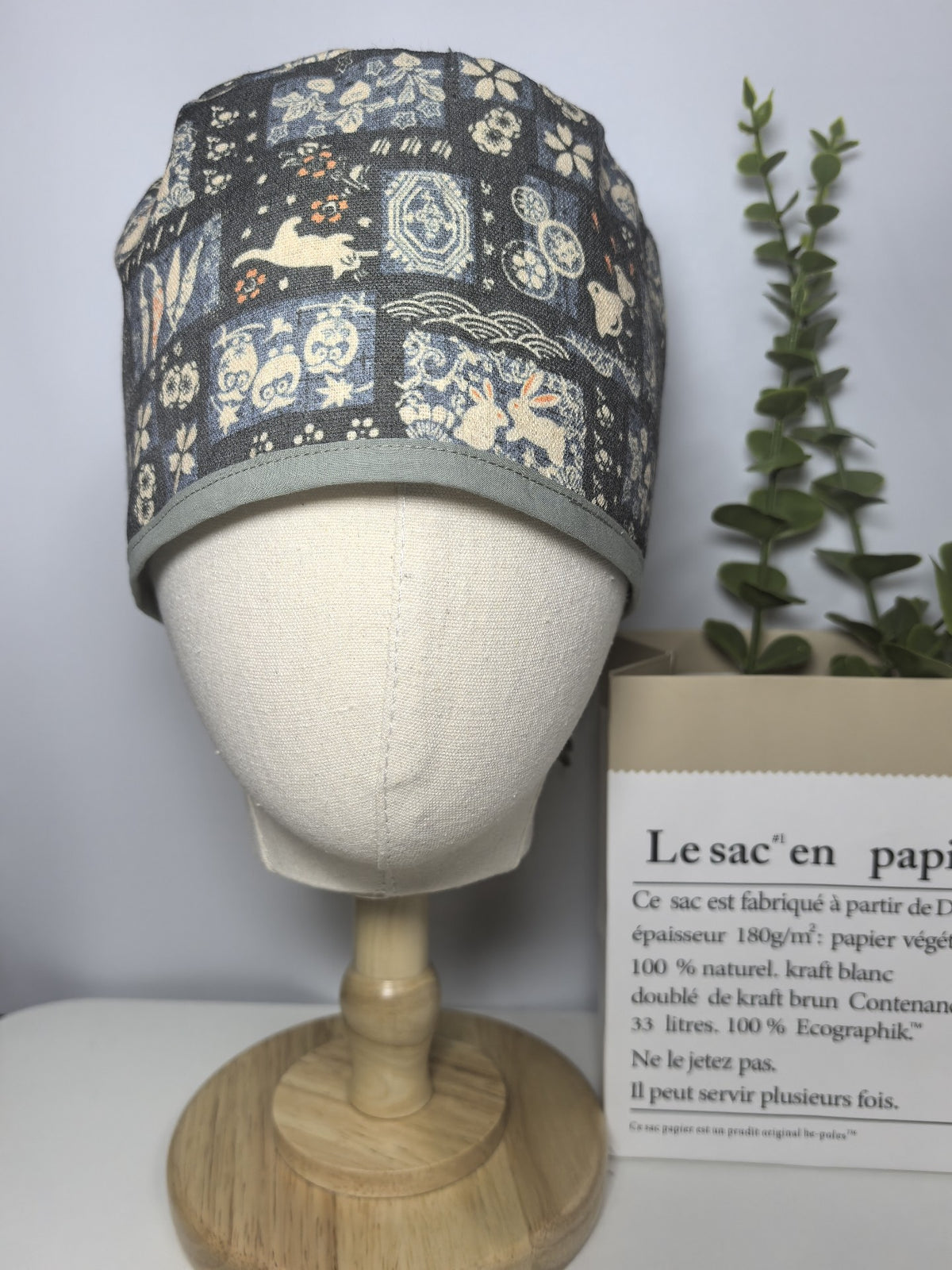 Cotton Linen Patterned Scrub Cap
