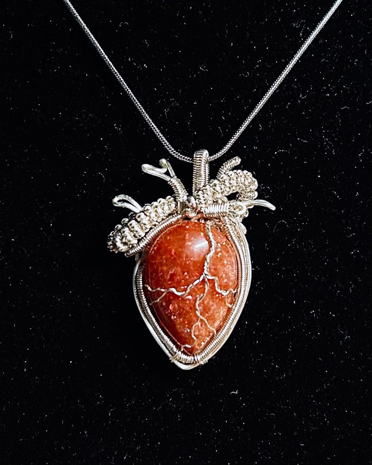 Wire-Wrapped Sunstone Pendant Necklace