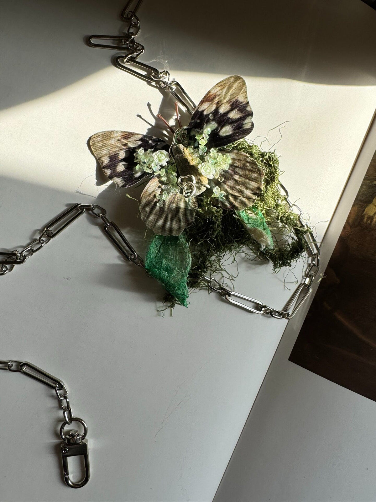 Handcrafted Butterfly Choker Necklace with Stone Pendant