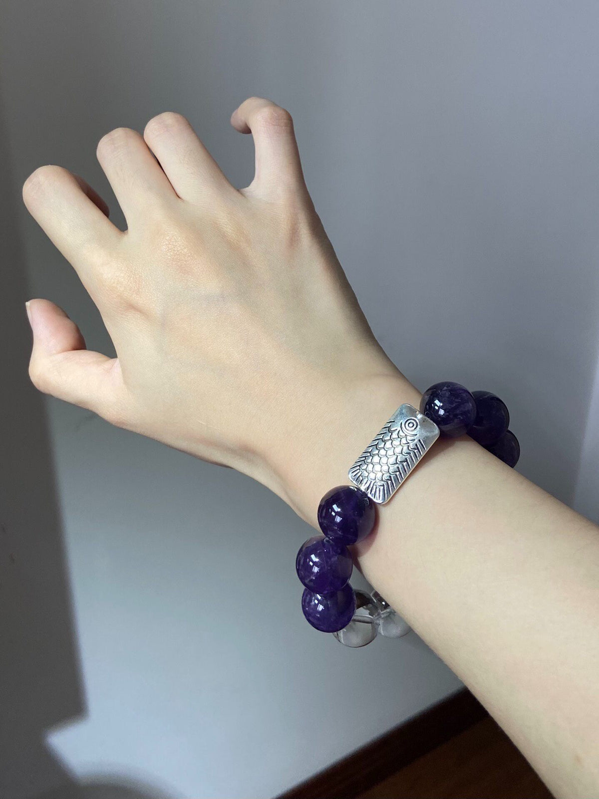 Amethyst Quartz Bracelet 14.5mm Beads