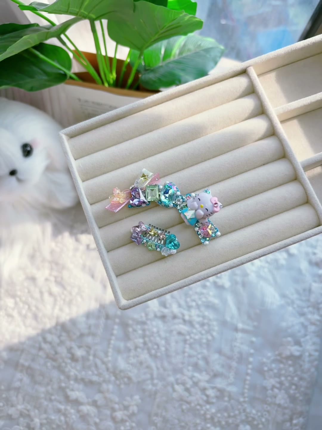 Blue Cat Hair Clips Set