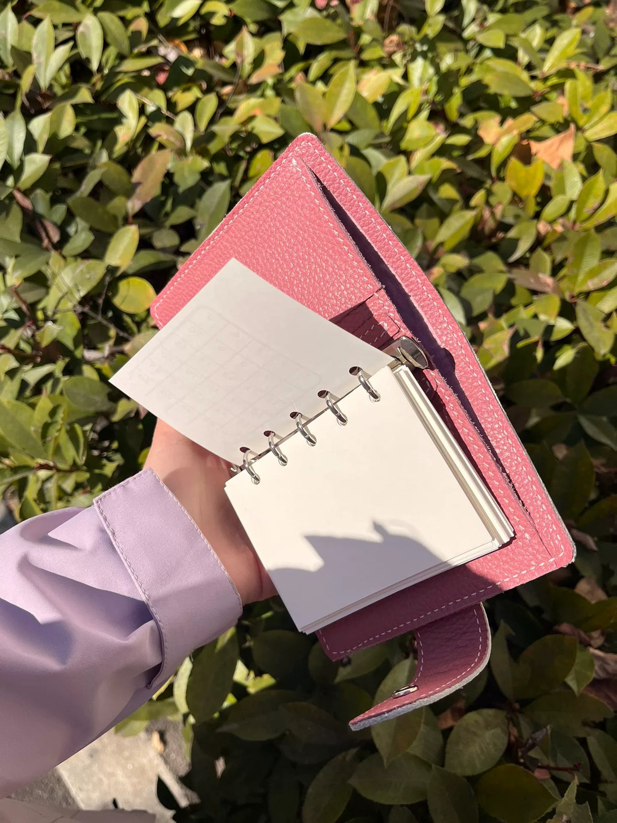 Carnet de cuir à feuilles A8 M5 cuir de vache rose