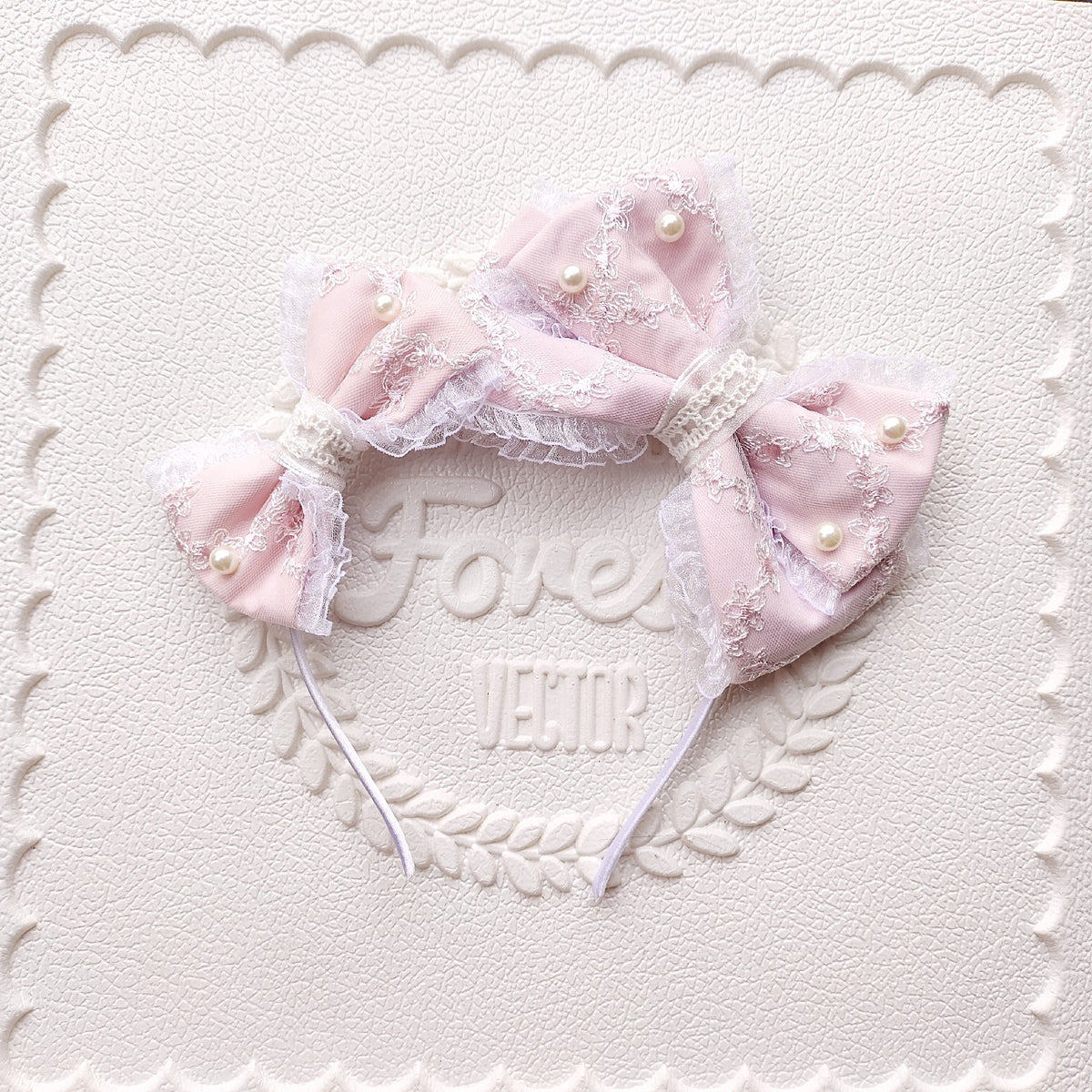 Lolita Bow Headband with Tulle Veil