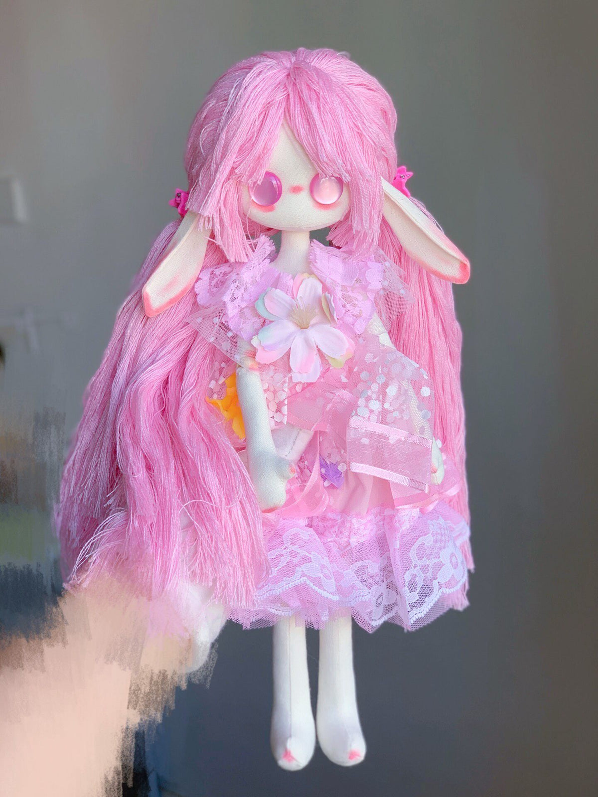 手作り 30cm ピンクのうさぎゴーストドール