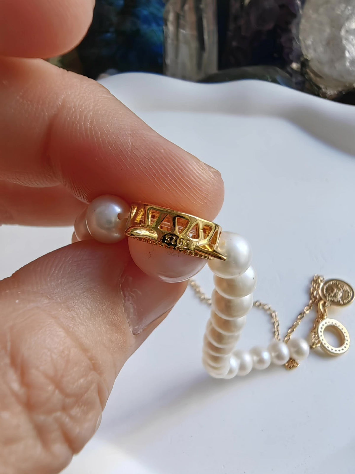 Pulseira de Pérolas Naturais, Gato e Queen Conch