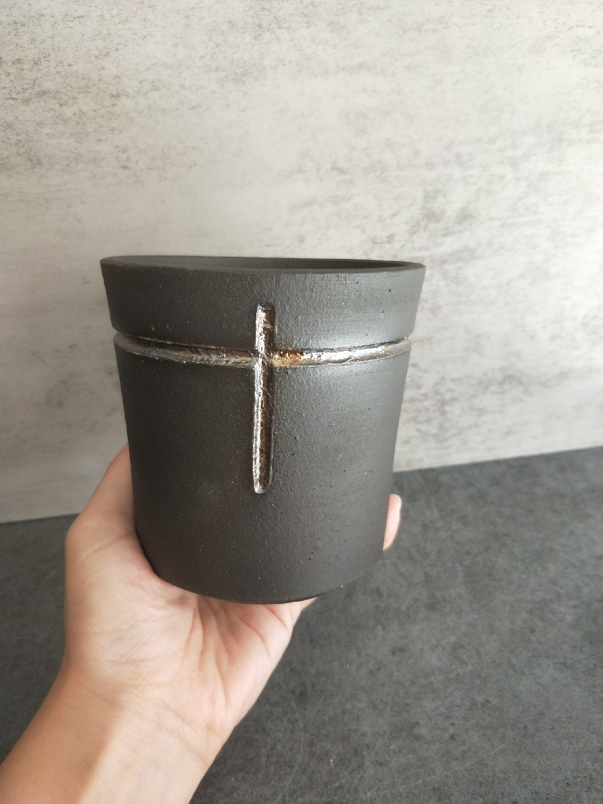 Handmade Ceramic Cup with Silver Inlay