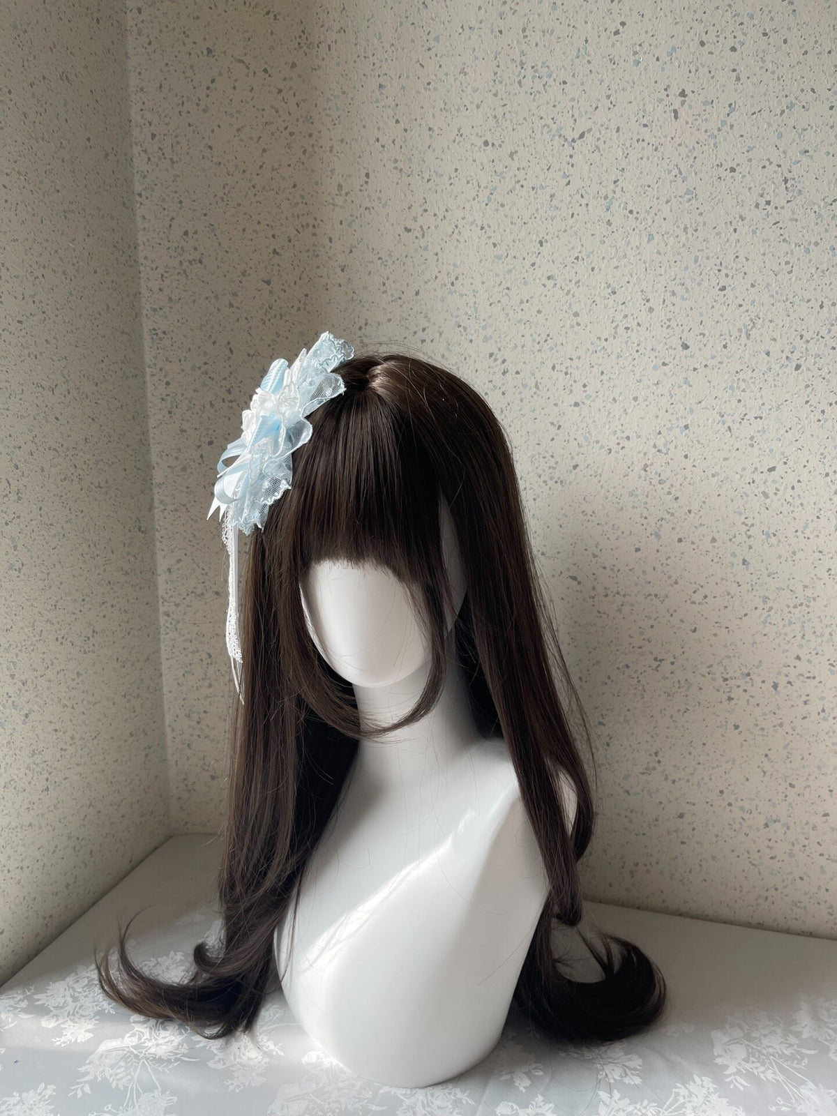 Lolita Blue White Flower Headpiece Handmade