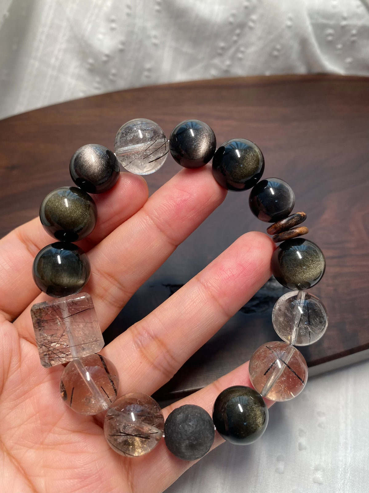 Natural Crystal Bracelet Black Rutilated Quartz