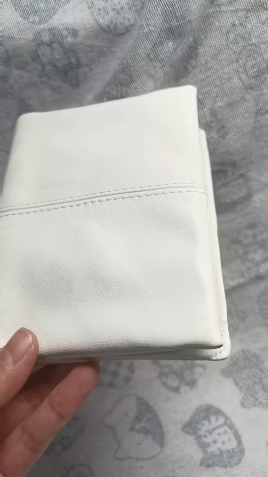 Cream White Goat Leather A7 Ring Binder Cover