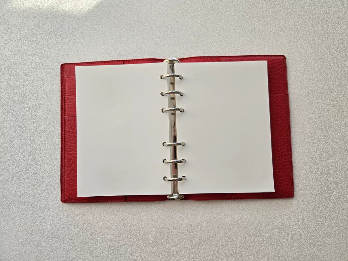 A6 Mbox Red Leather Bifold Planner Binder