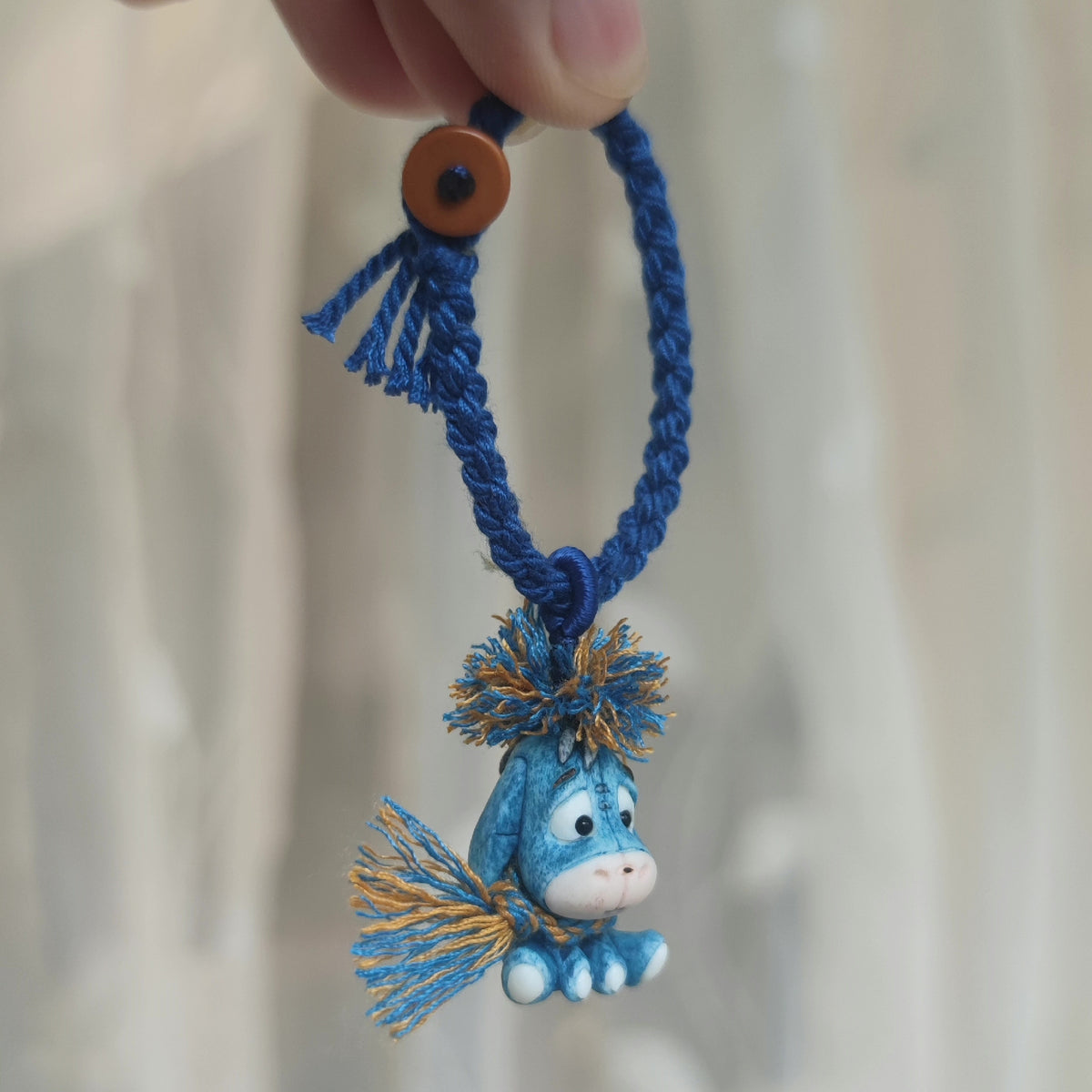 Hand Carved Deer Antler Blue Donkey Charm