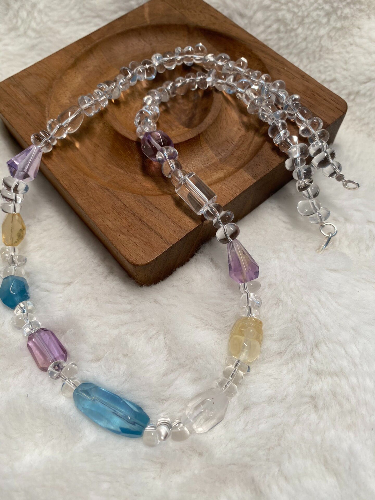 Mixed Gemstone Beaded Necklace Natural Crystals