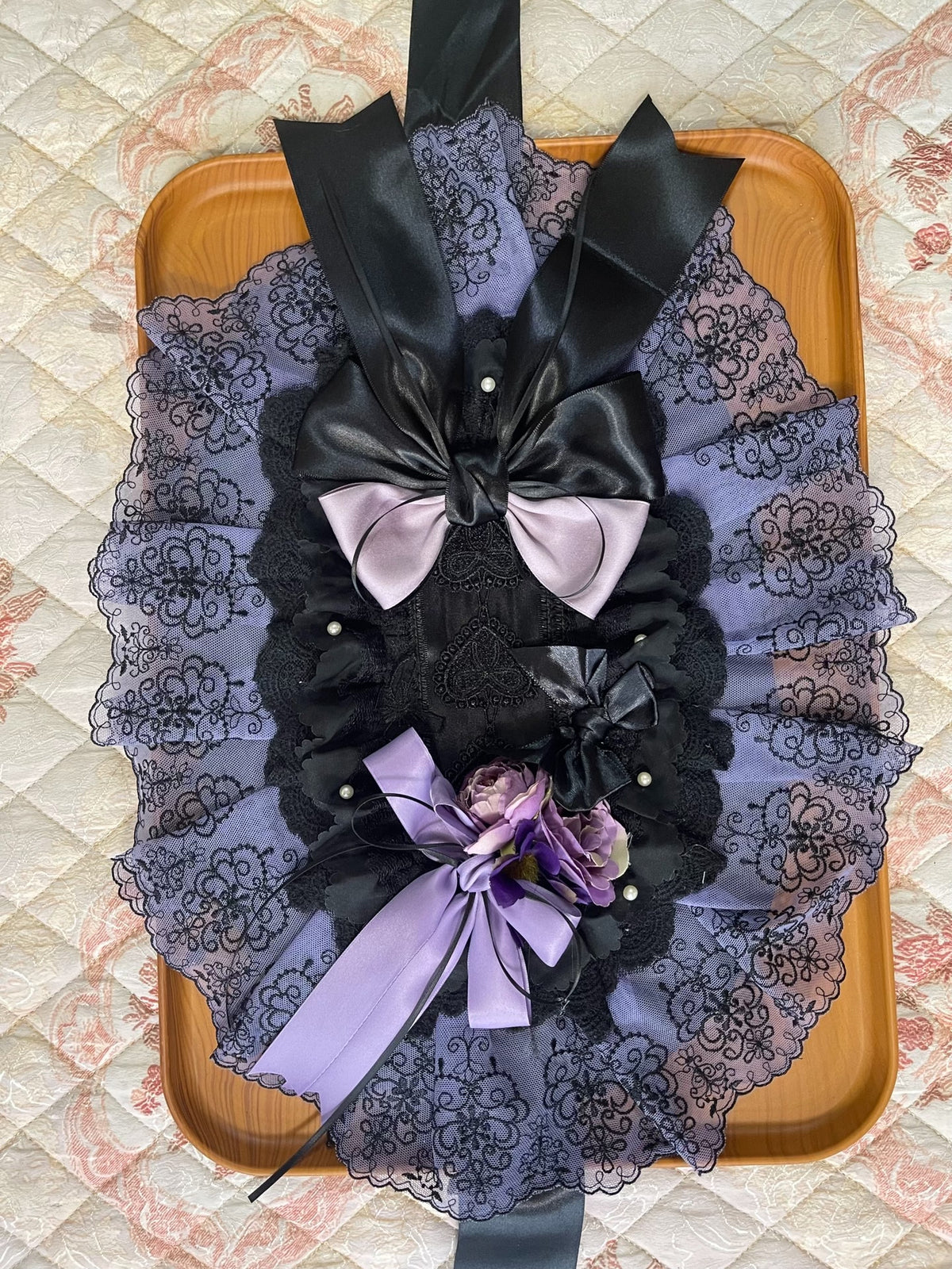 Lolita Black Purple Lace Bonnet Gothic
