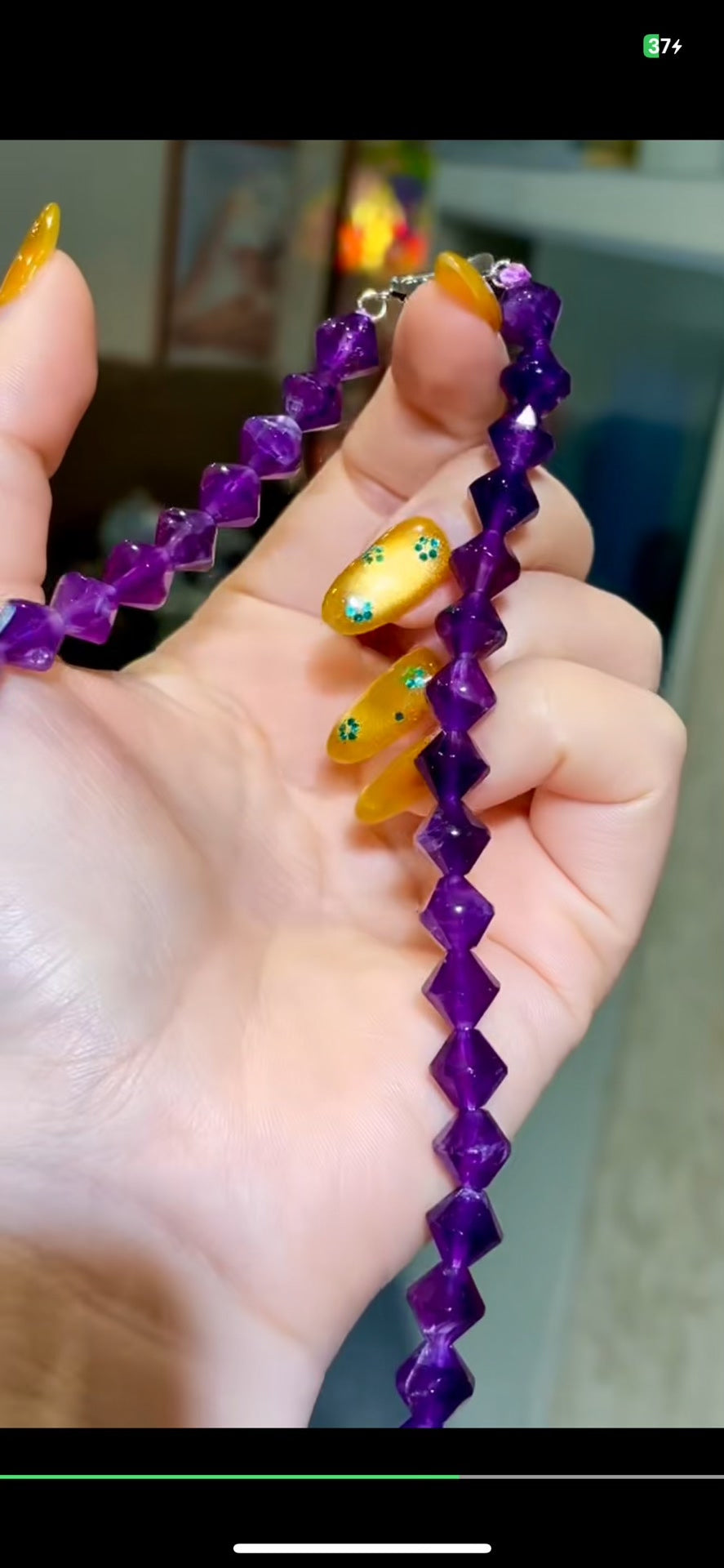 Faceted Purple Gemstone Bead Necklace 45cm