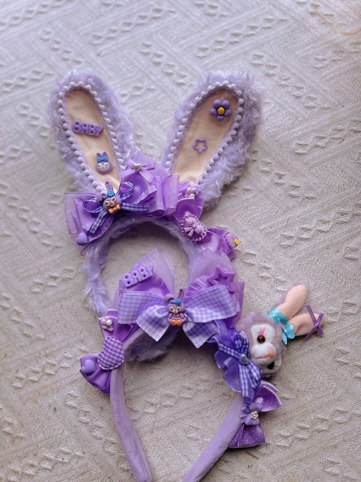 Purple Bunny Ear and Doll Plush Headbands