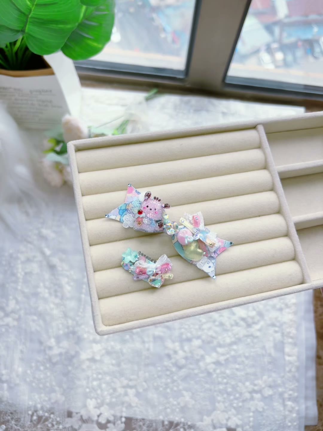 Handcrafted Pet Hair Clips Pastel Blue Set