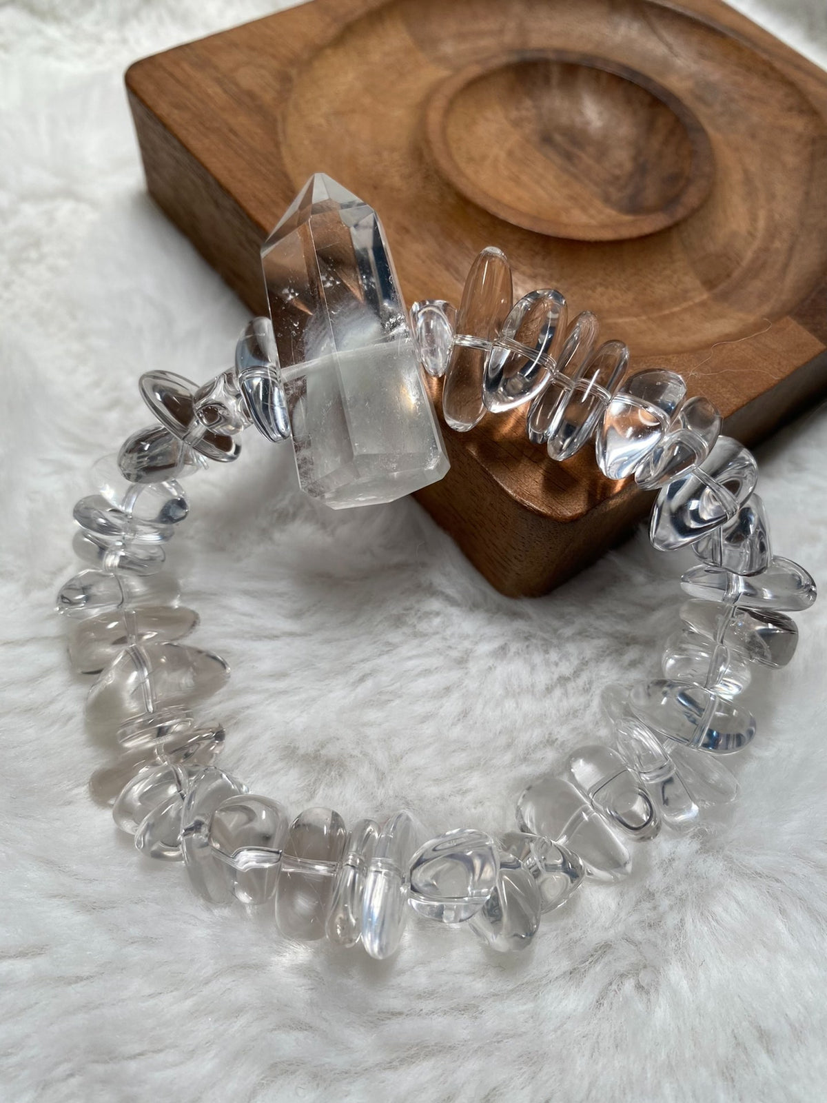 White Quartz Rabbit Hair Crystal Point Bracelet