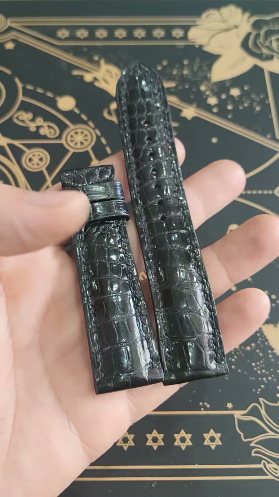Genuine Leather Watch Strap with Crocodile Texture