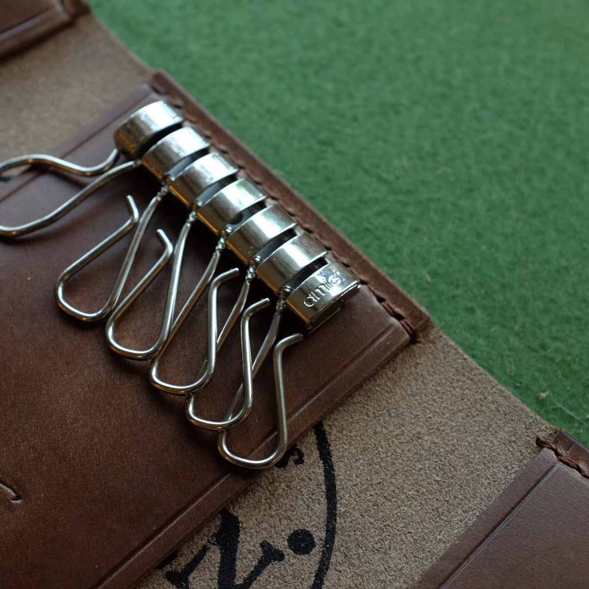 Leather Key Holder with Coin Button