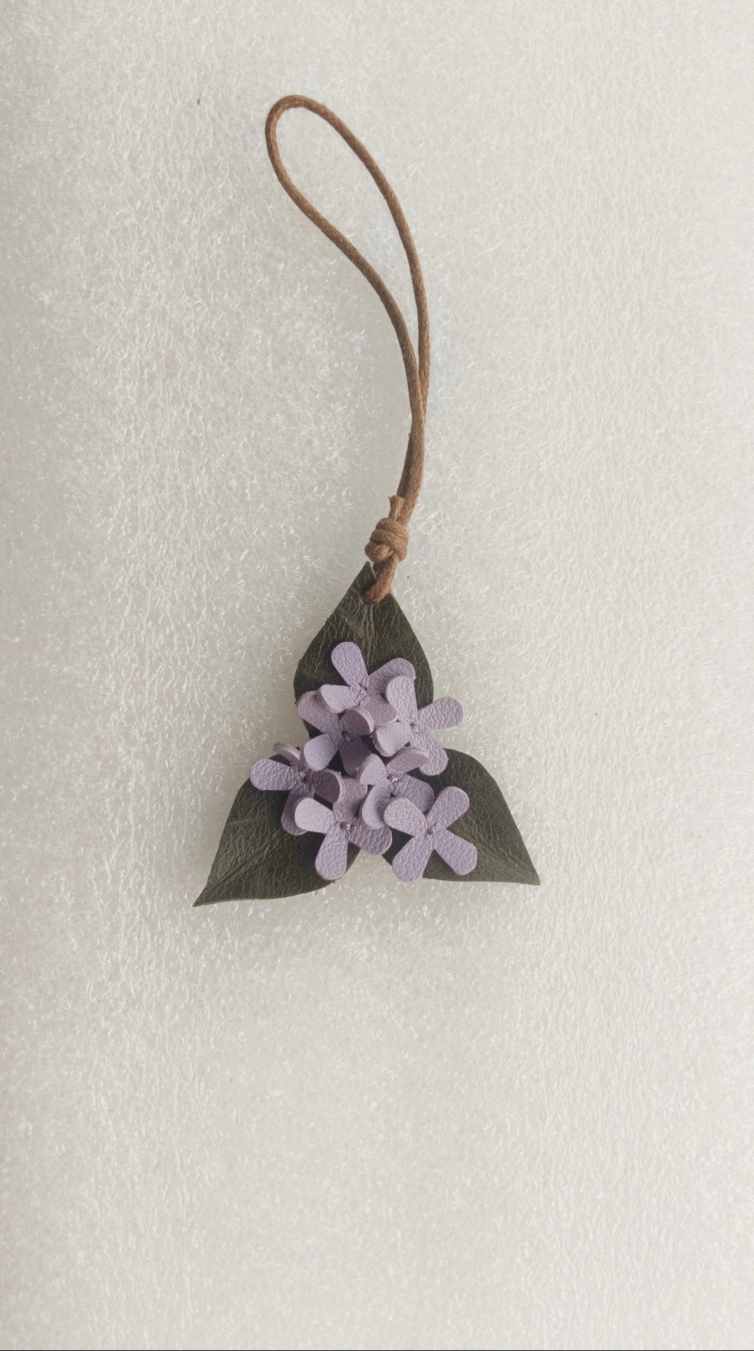 Genuine Leather Lilac Flower Hanging Charm