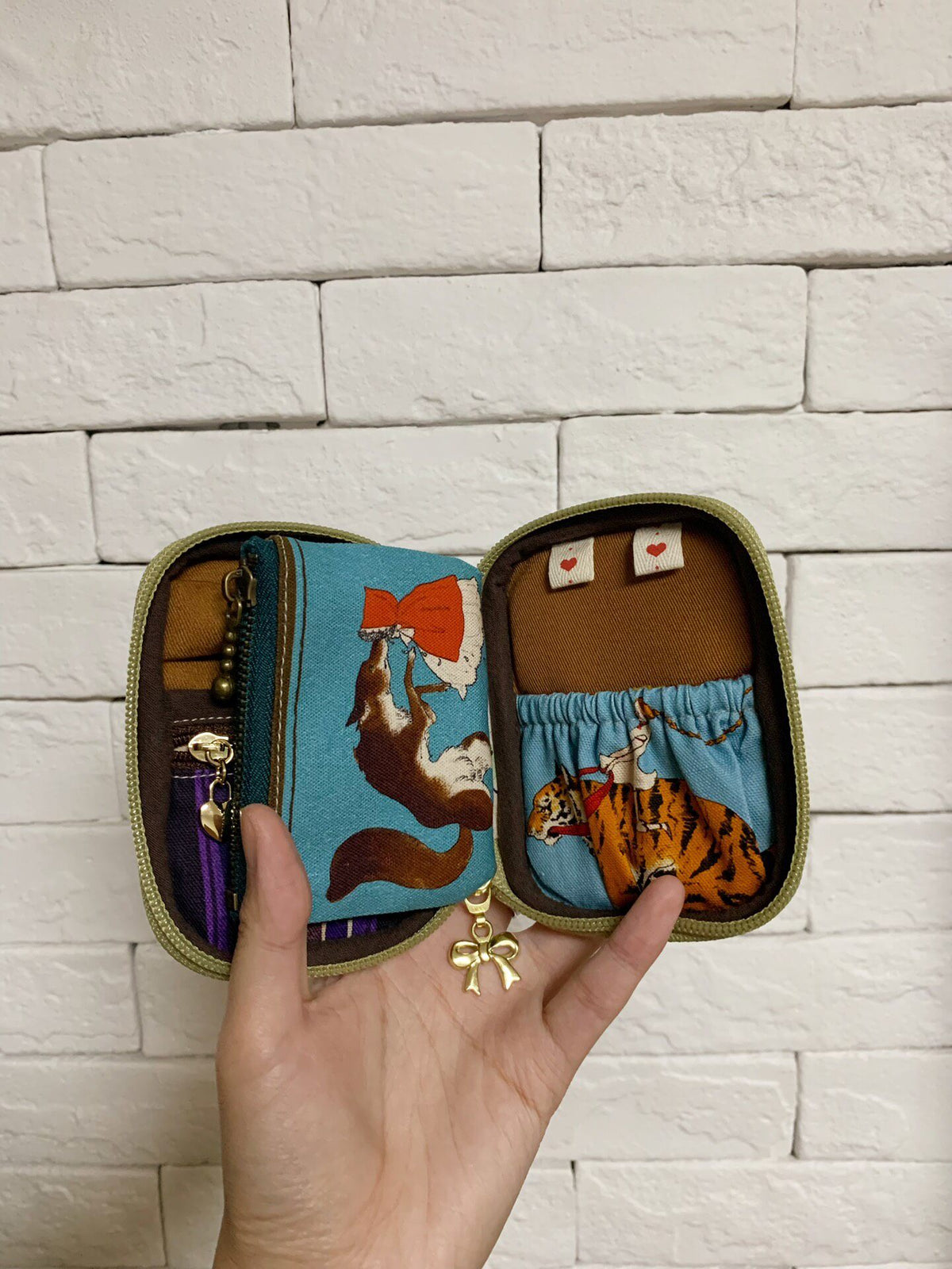 Oxford Cloth Cat Print Pouch