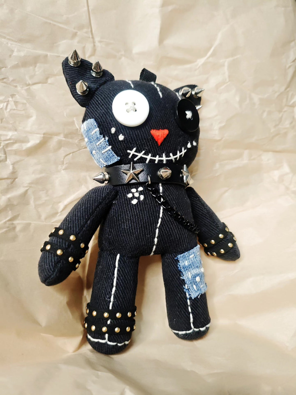 ハンドメイド パンクキャット ぬいぐるみペンダント
