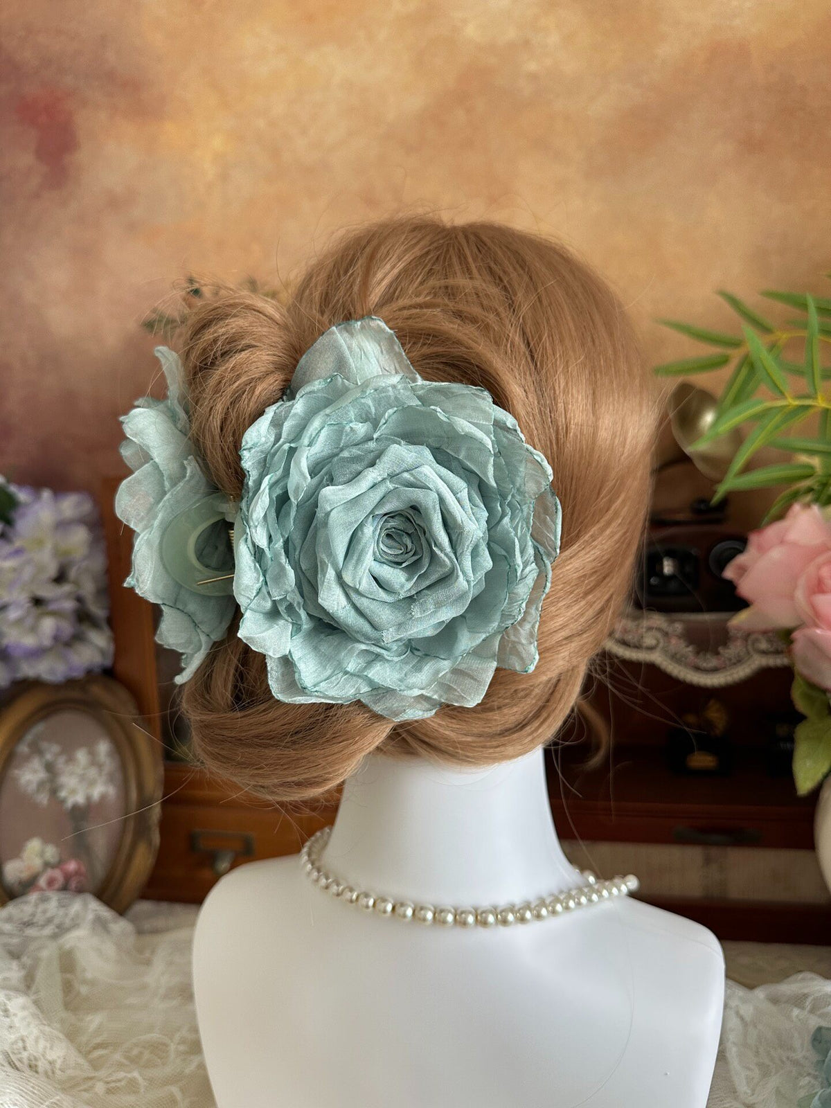 Handcrafted Fabric Rose Hair Claw Clip