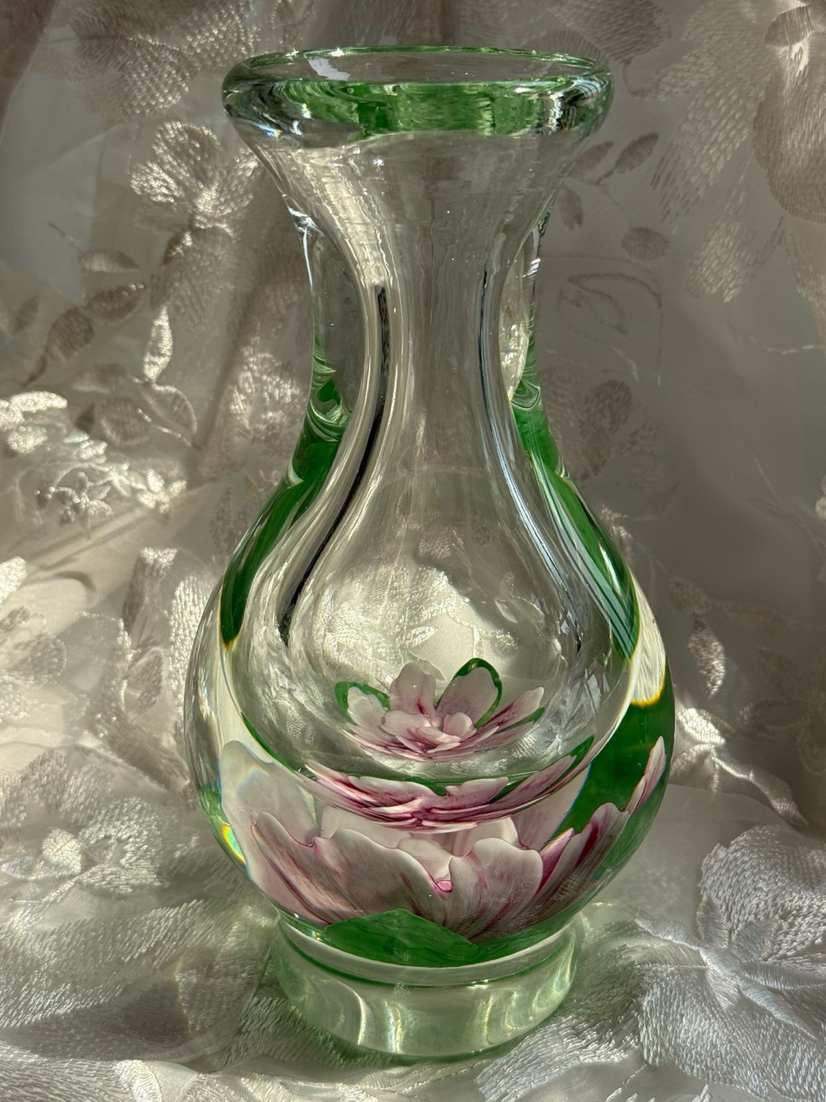 Vintage Gold Rood Floral Glazen Vaas