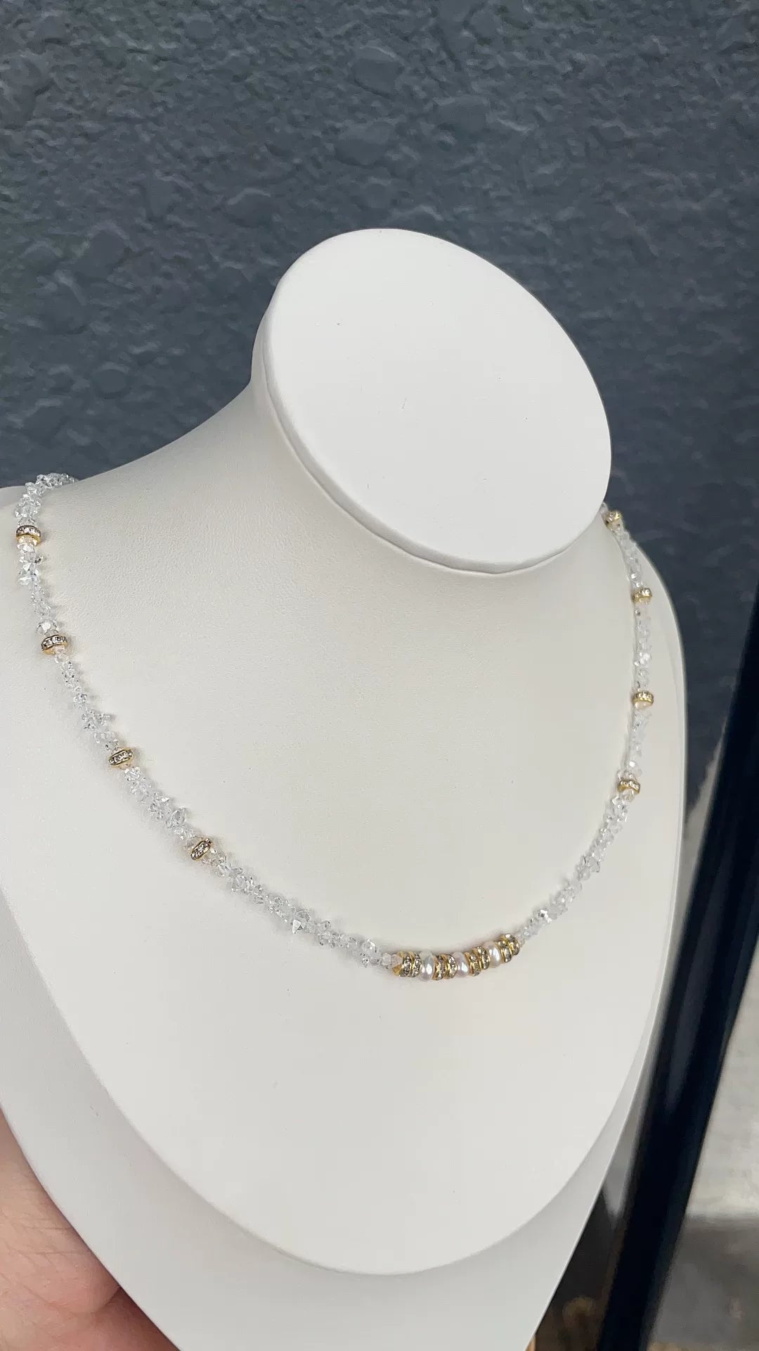 3mm Crystal Pearl Beaded Collarbone Necklace