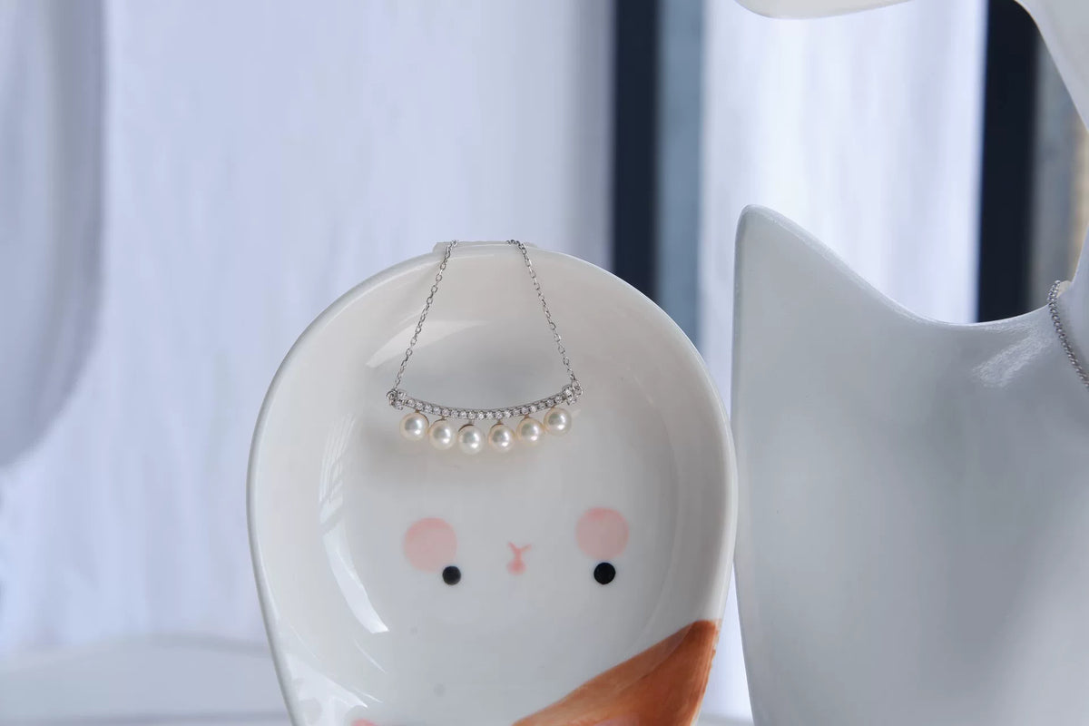 Collana Sorriso in Argento Sterling con Perle d'Acqua Dolce