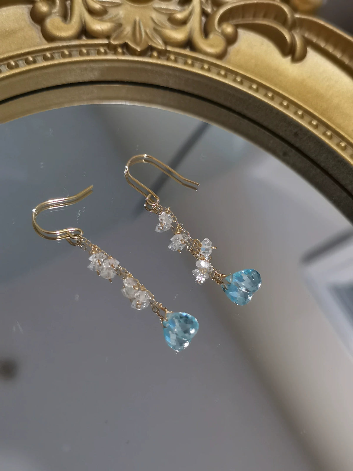 Apatit Herkimer Kristall Gold-Filled Tropohrringe
