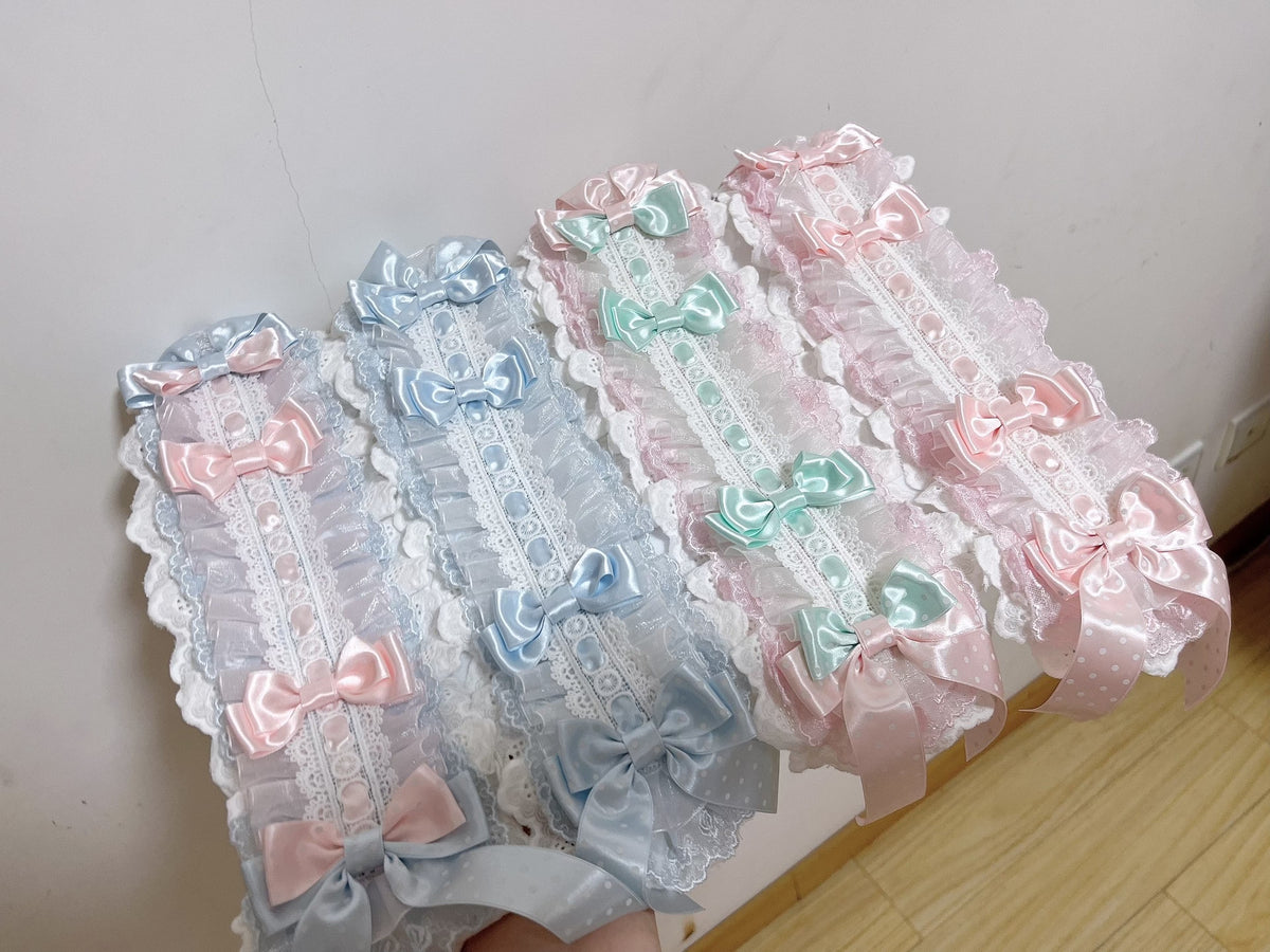 Handmade Lolita Headband Pink Mint Ruffled