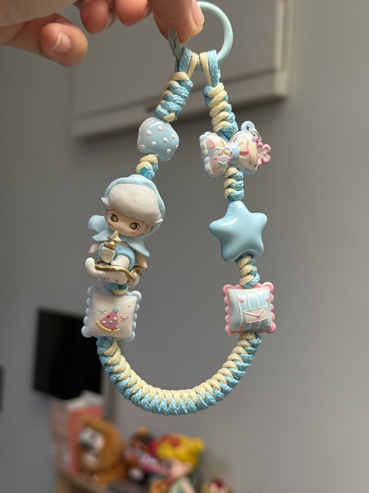 Dimoo Pastel Blue Braided Cord Phone Strap