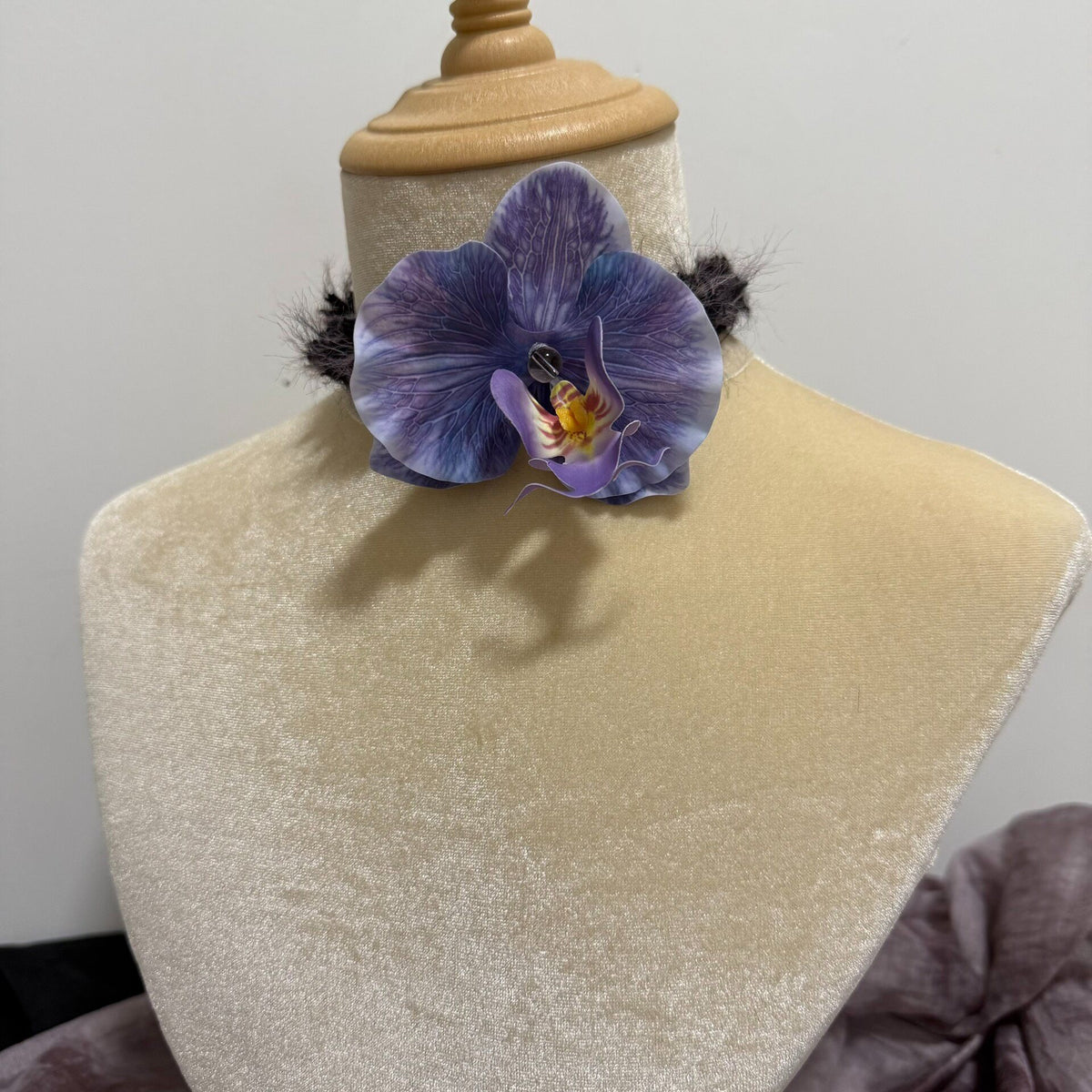 Handmade Orchid Choker Necklace Purple