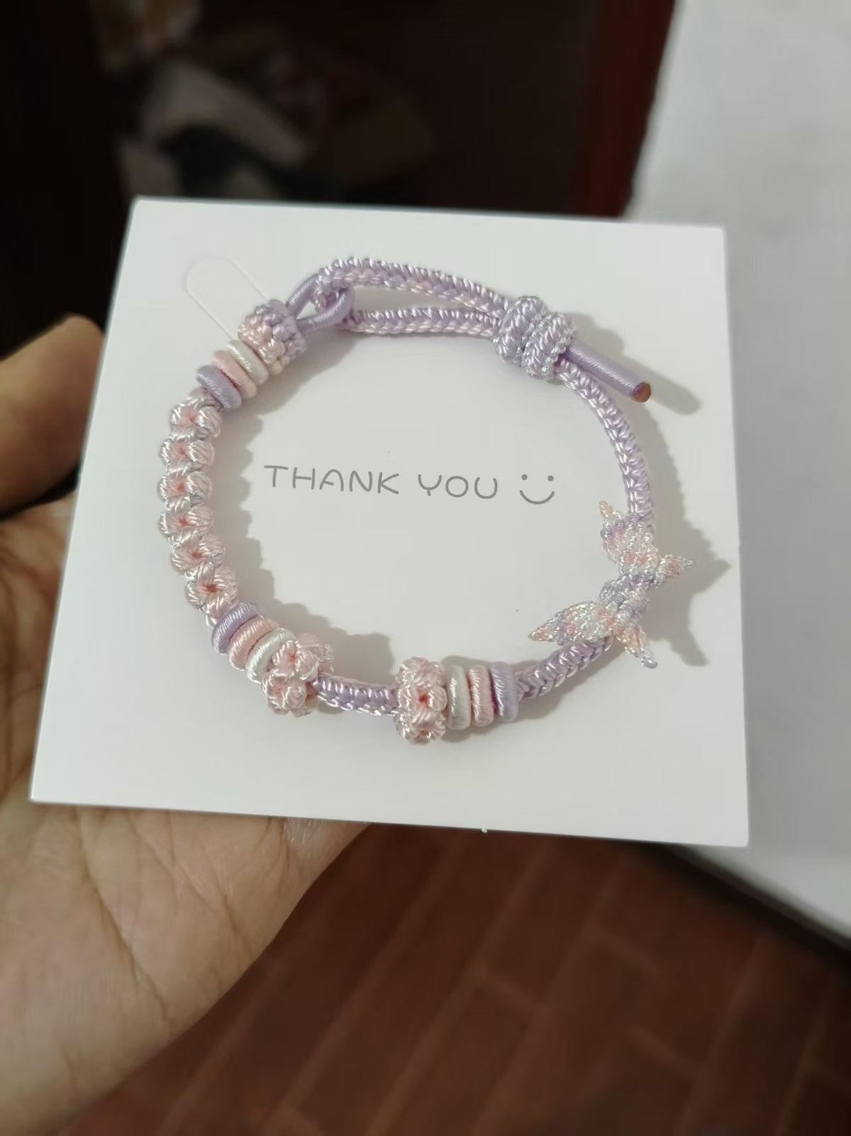 Handwoven Gradient Bracelet with Butterfly Charm