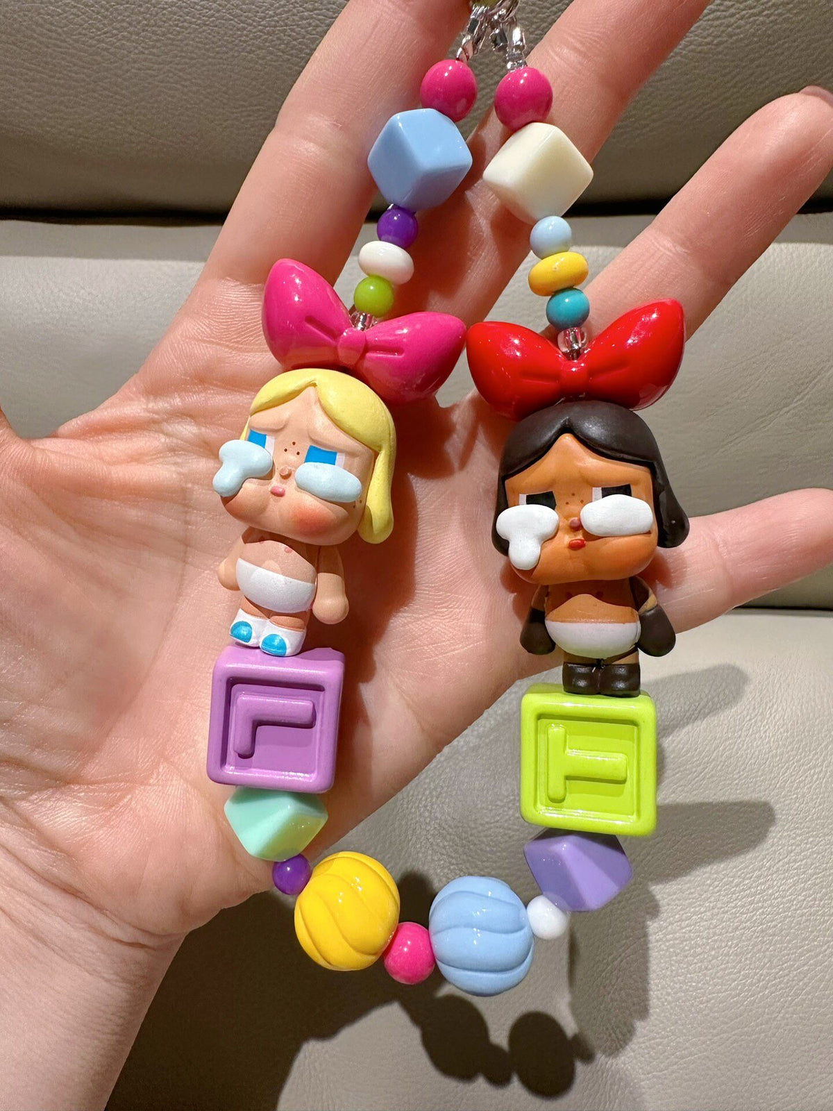 Crying Doll Phone Chain Keychain Multicolor Beads