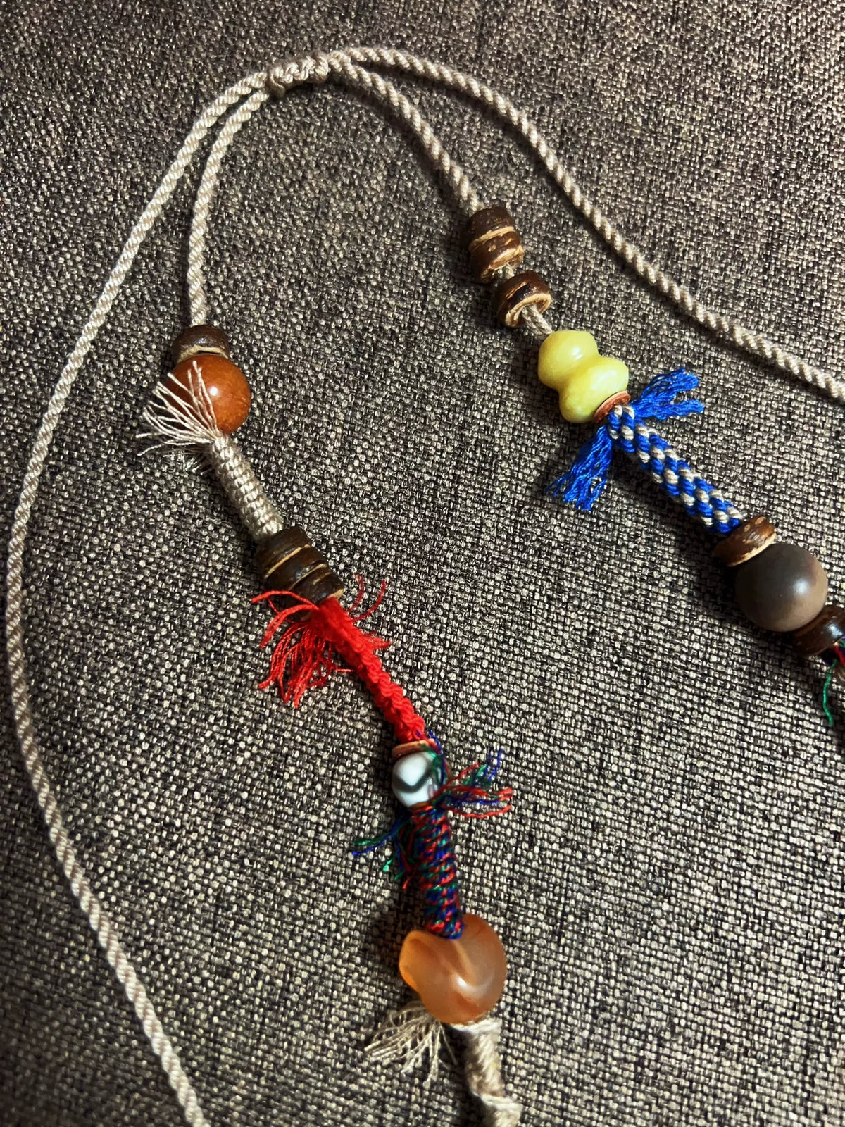 Handmade Tibetan Style Braided Cord Gobi Agate Necklace