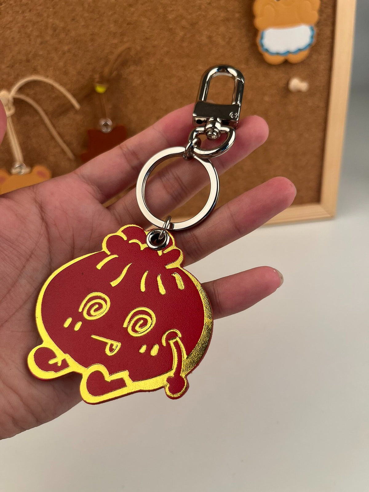 Vegetable-Tanned Leather Bun Keychain Charm