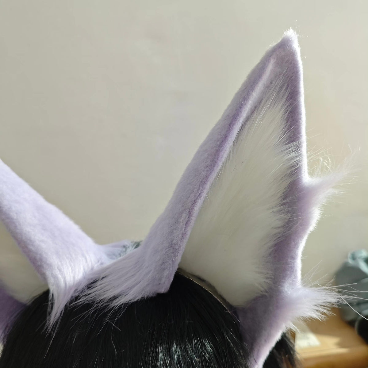 Diadema de orejas de cosplay Bai Heng de pelo sintético