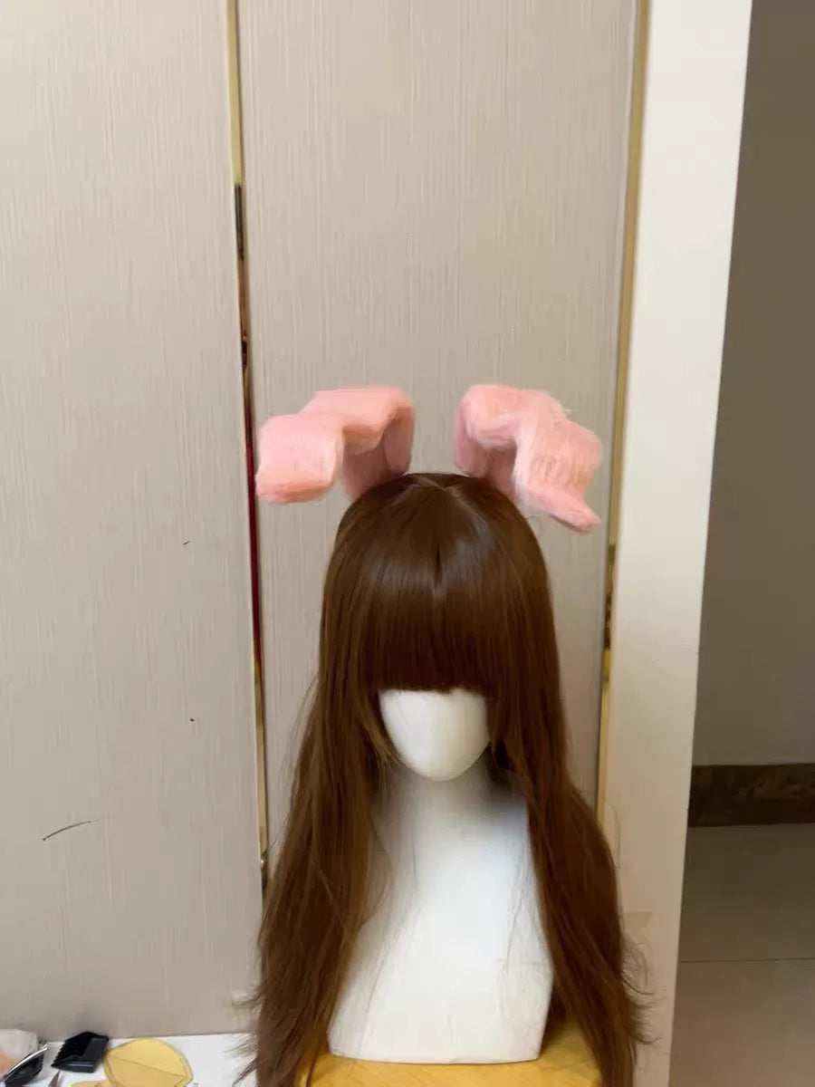 ピンク プラッシュ うさぎ耳 コスプレカチューバンド