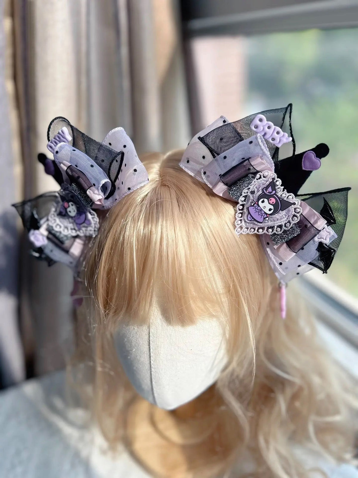 Kuromi Gothic Lolita Bow Hair Clips
