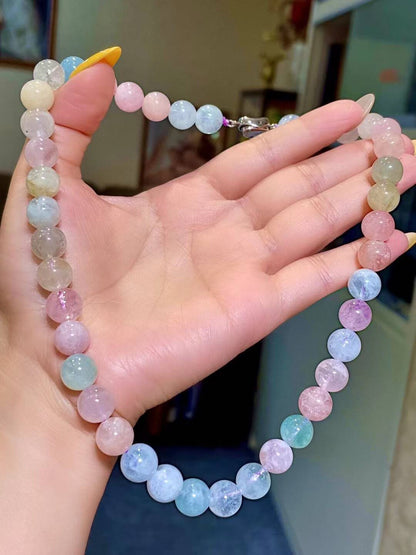 Polished Morganite Bead Necklace, 10-10.2mm, 62.6g, 43cm