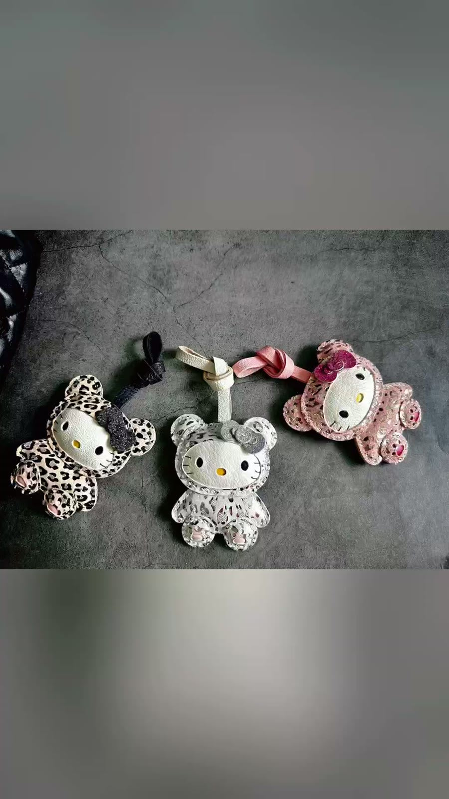 Hello Kitty Pink Leopard Leather Charm