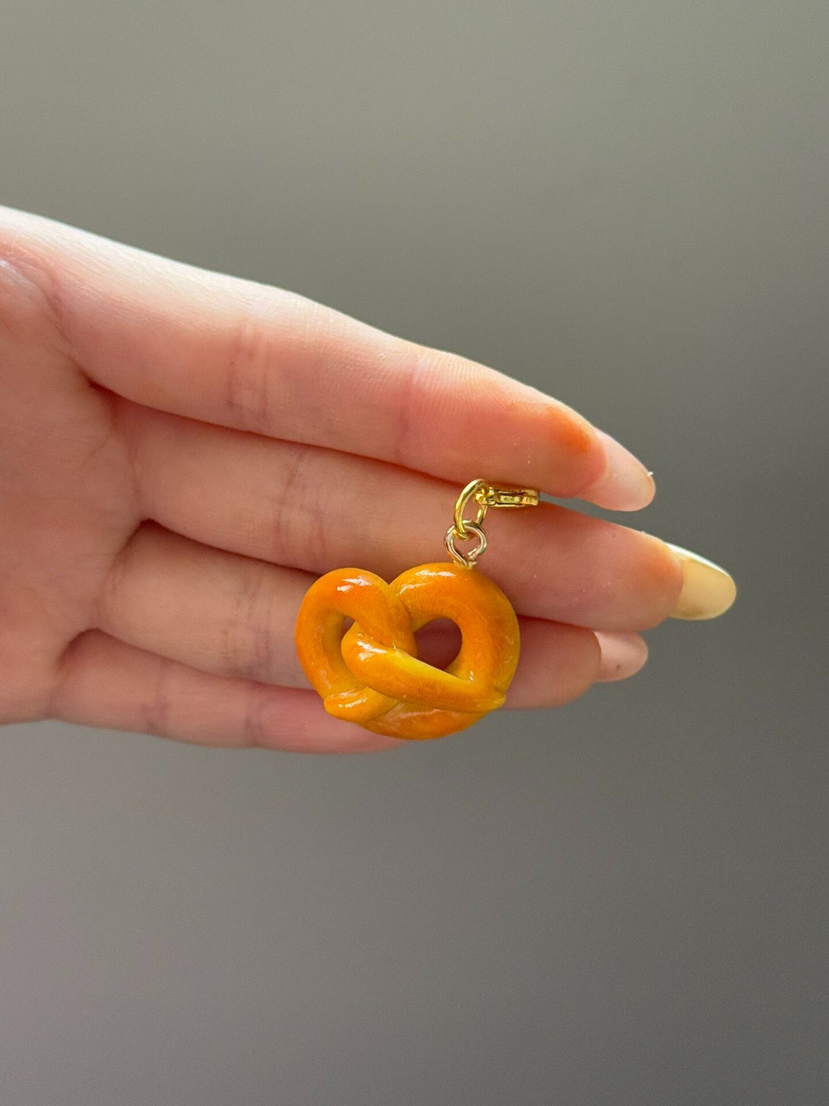 Clay Pretzel Charm with Glossy Finish