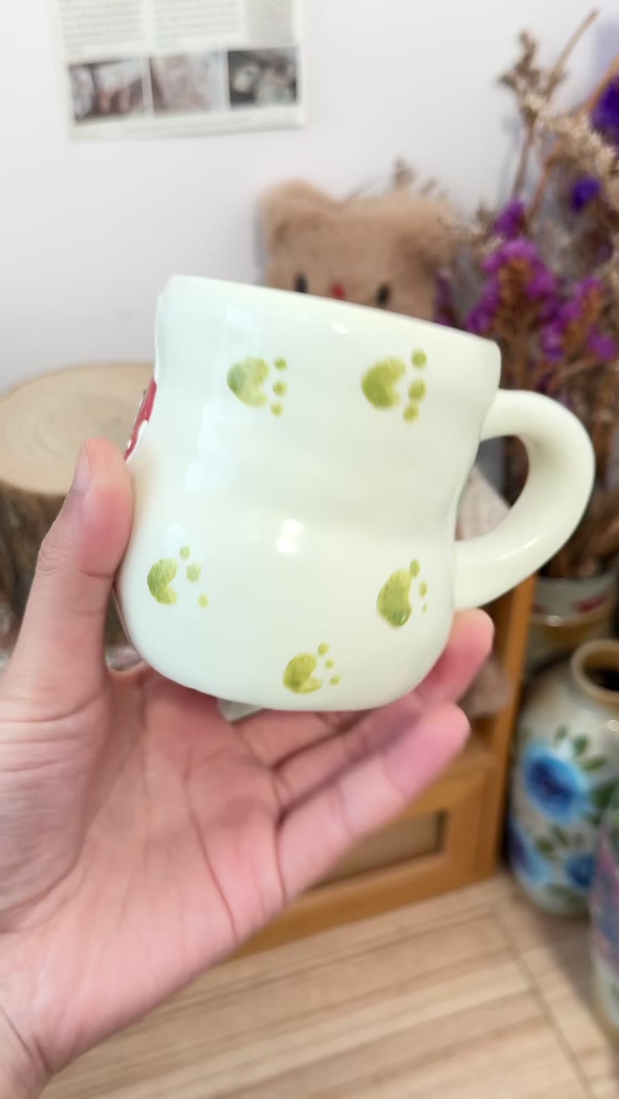 Handmade Ceramic Cat Chef Cherry Mug