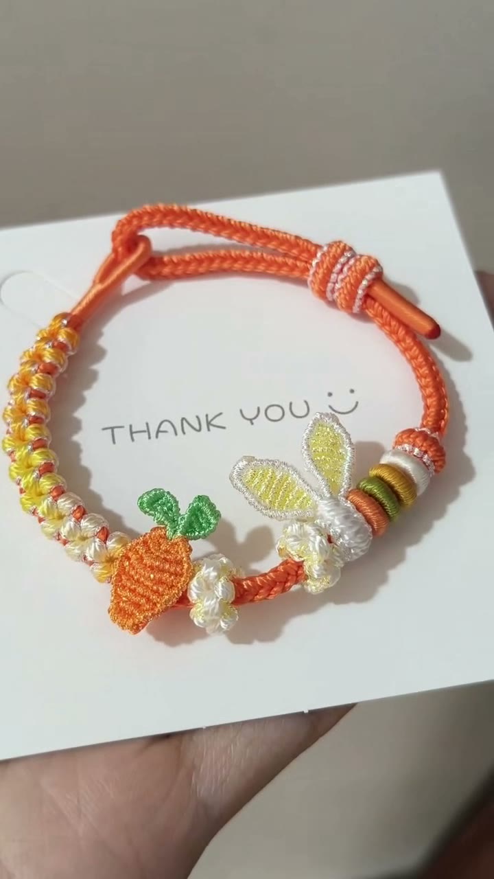 Handwoven Carrot Bunny Ear Bracelet