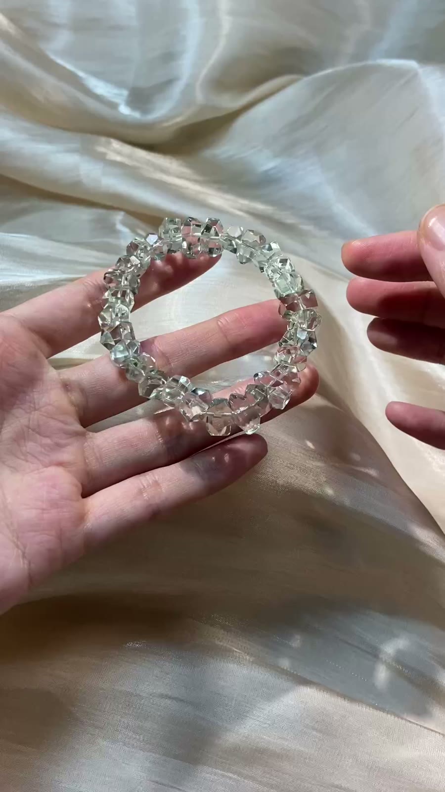Natural Green Crystal Faceted Bead Bracelet