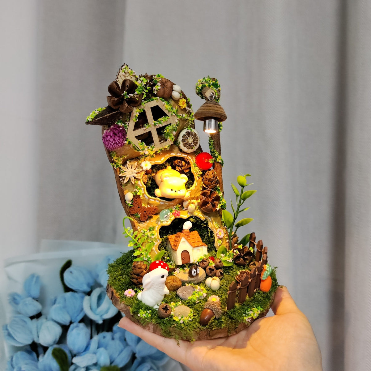 Handcrafted Seed Pod Forest Cottage Diorama