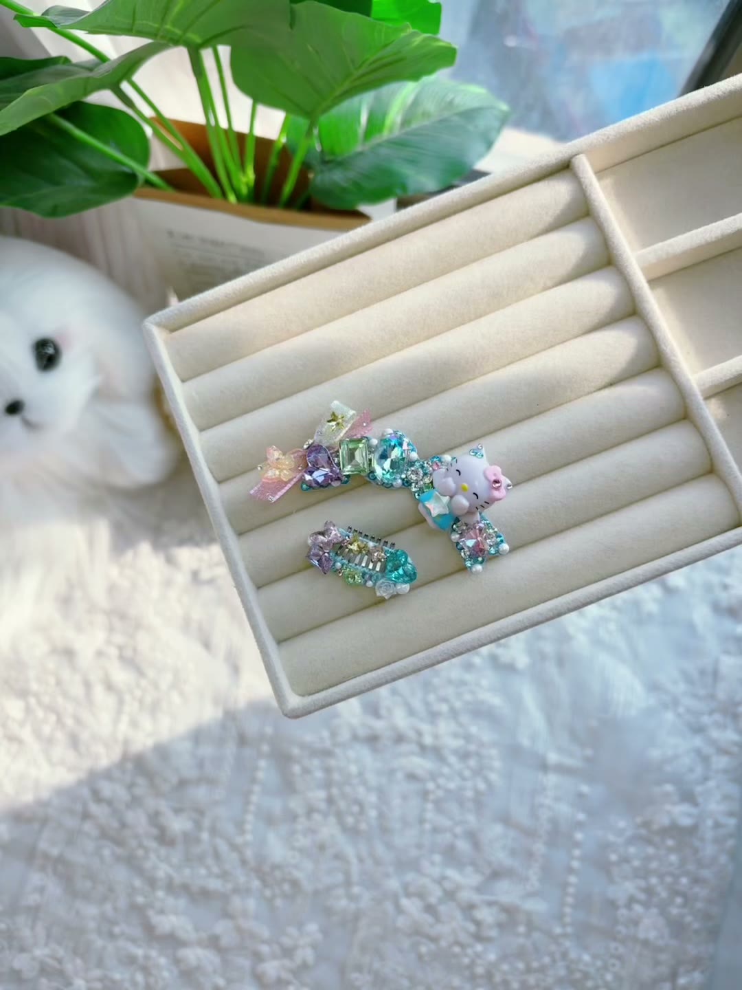 Blue Cat Hair Clips Set