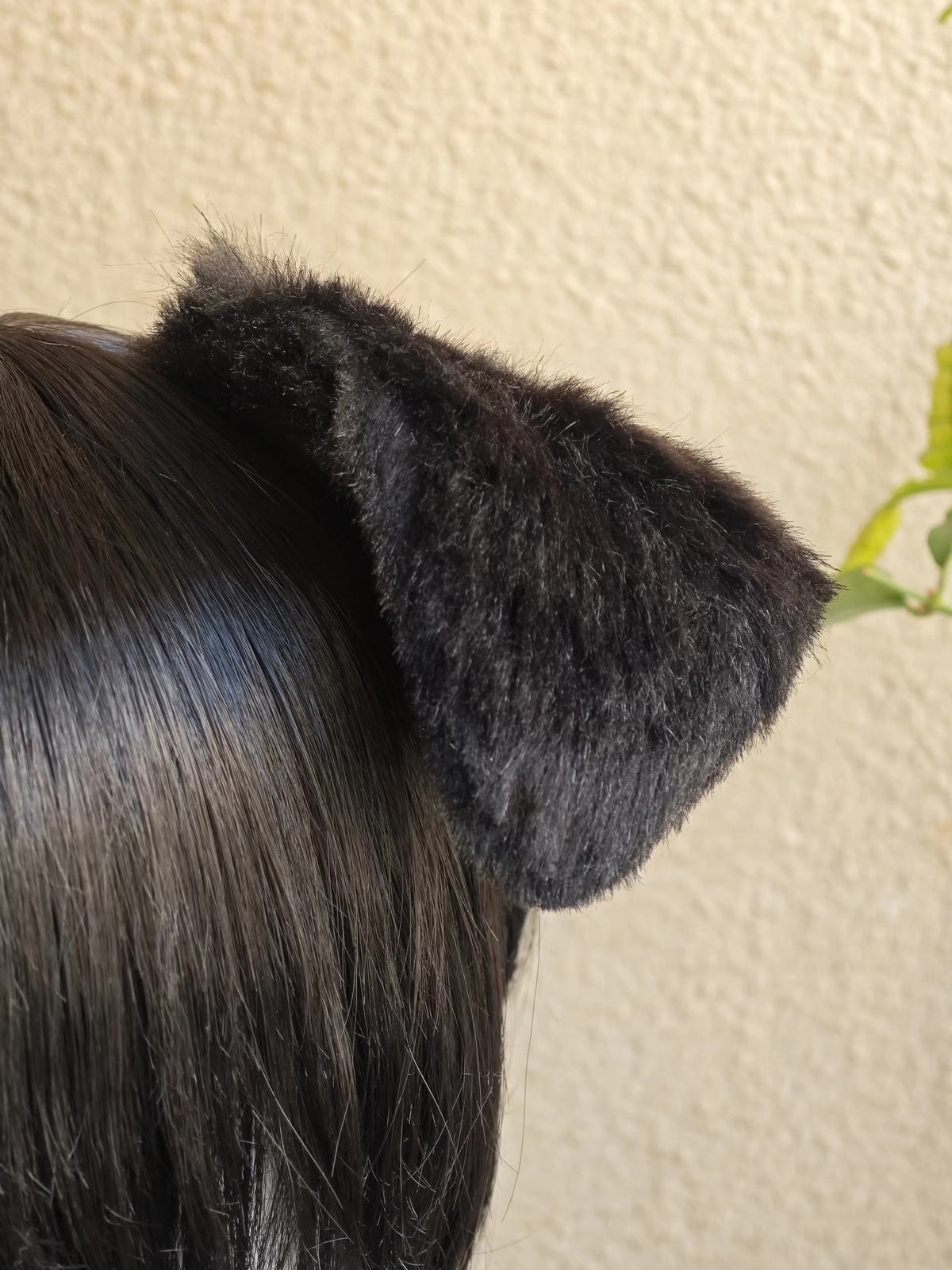Diadema de orejas de perro caídas hecha a mano en piel sintética